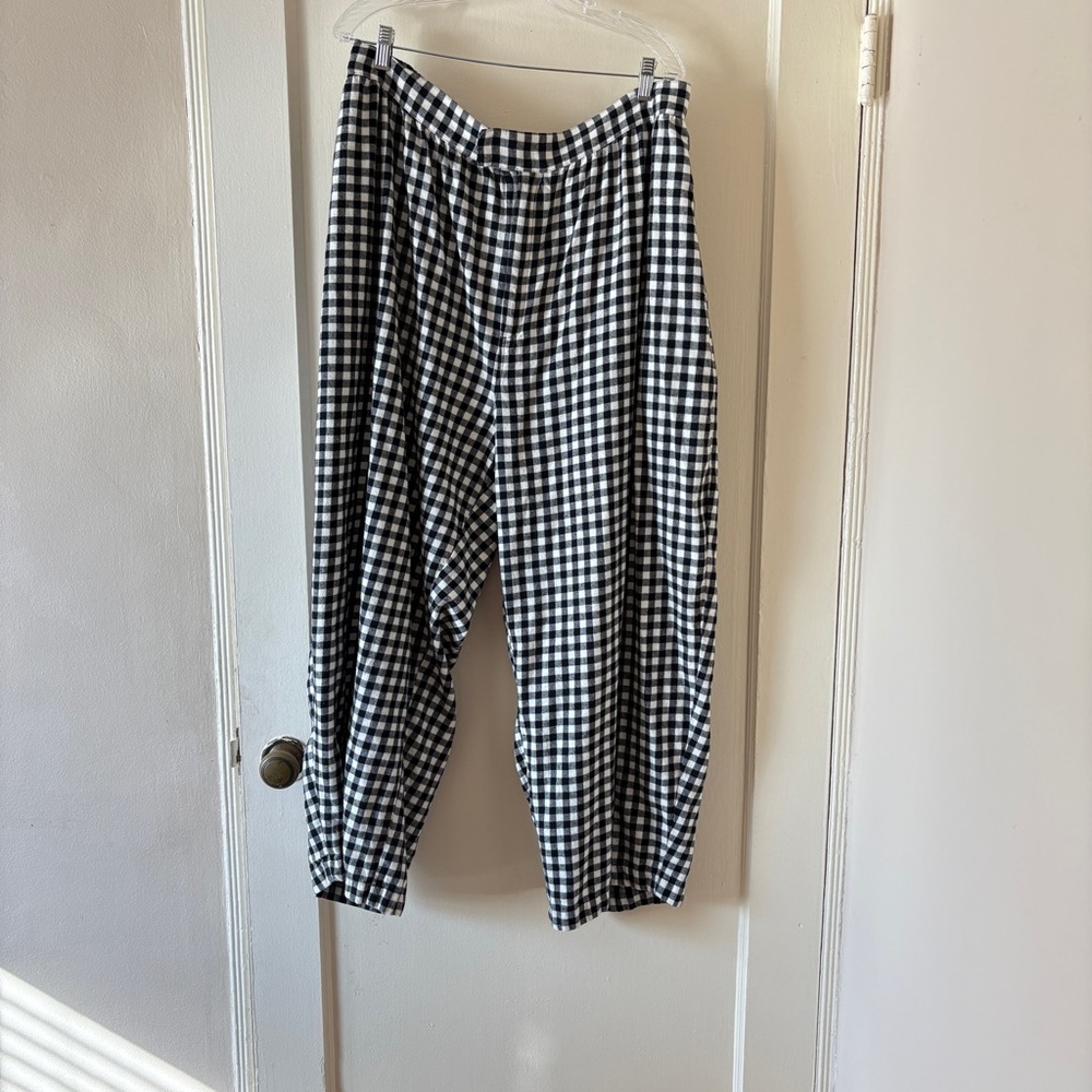 Lucy & Yak Black and White Gingham Beau Barrel Leg Pants Size US 18/UK 22